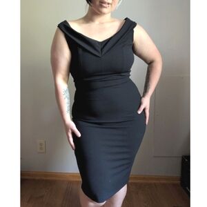 Eci Black Off Shoulder Sheath Dress Size 8